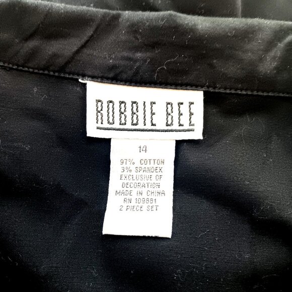 sz 14 Vintage Robbie Bee Black Blazer Blouse Top Tie Belt Pockets 1990's - Picture 3 of 5